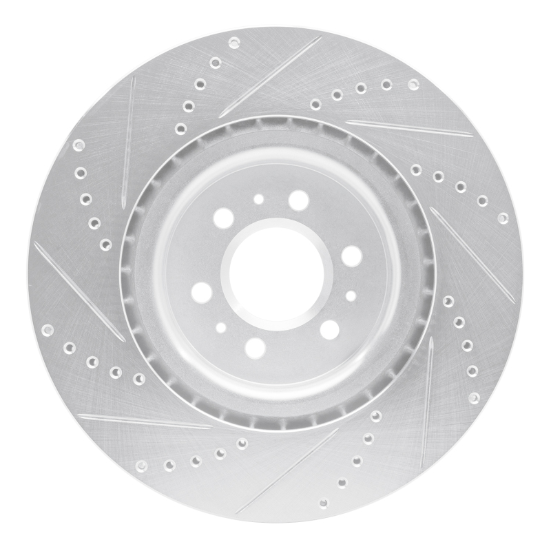 Cadillac CTS Brake Rotor (1) - Front Right - R1 Concepts - Drilled & Slotted - Silver - `04-`11